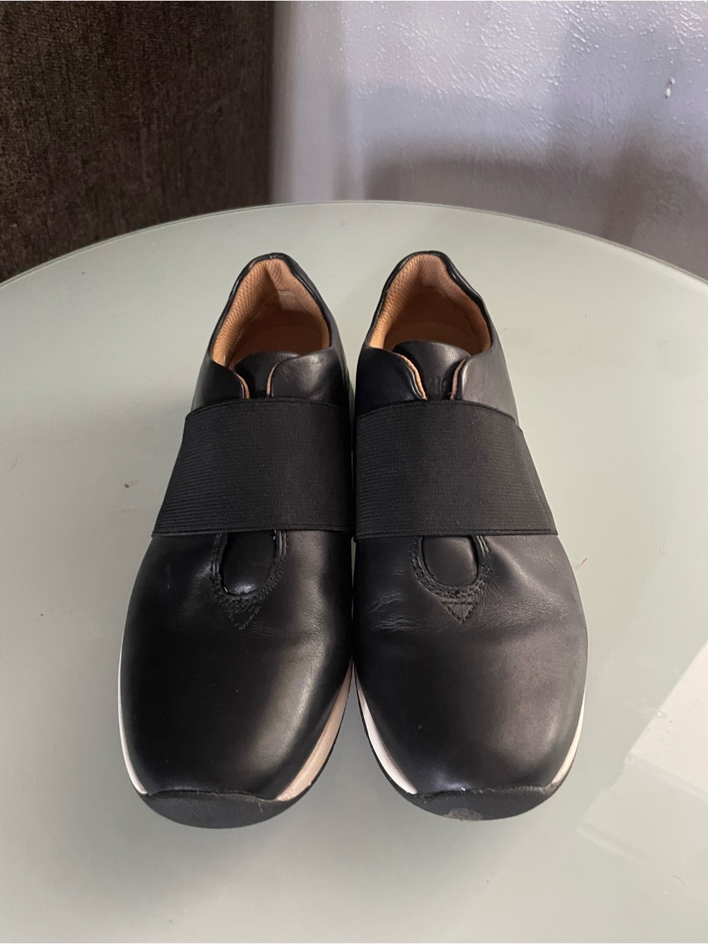 Black leather Slip-On Casual  Sneakers